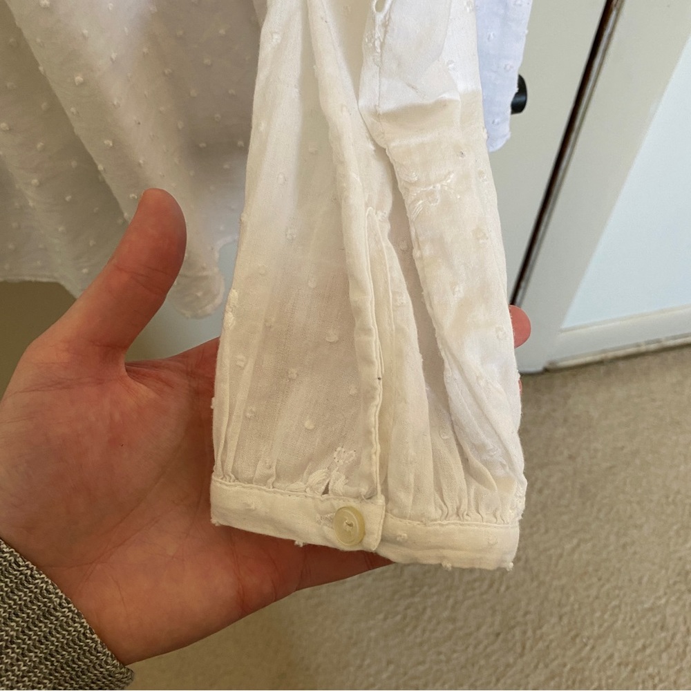 White Cotton Eyelet Blouse Loft Medium - Picture 5 of 8